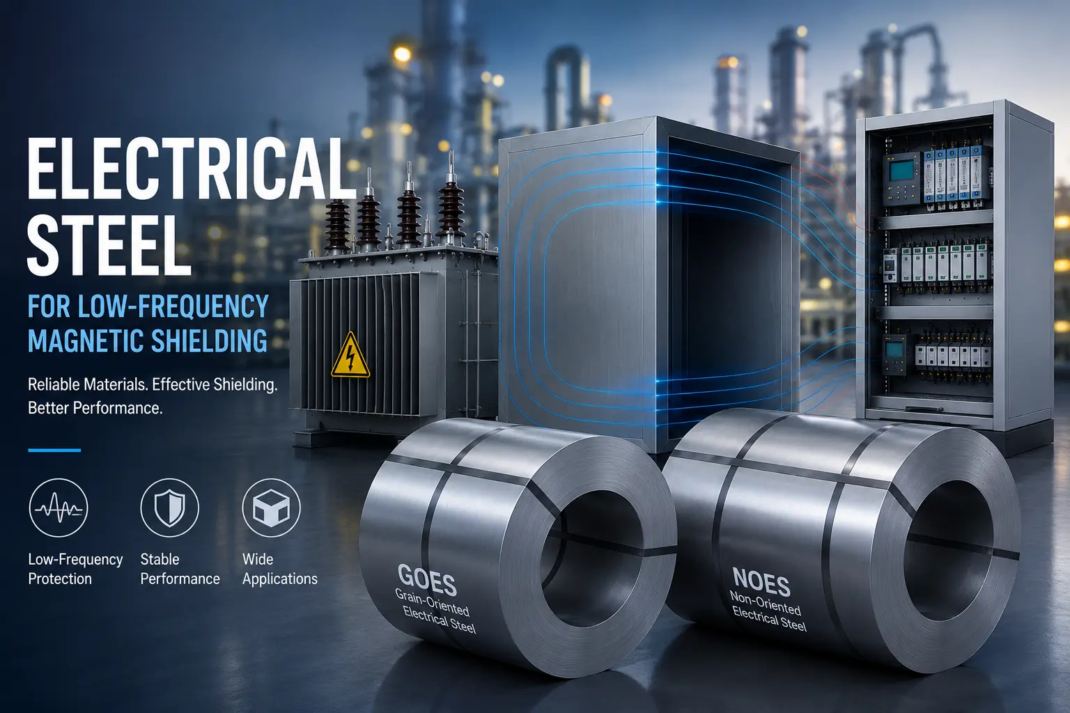 Electrical Steel for Low-Frequency Magnetic Shielding: Where It Works Best