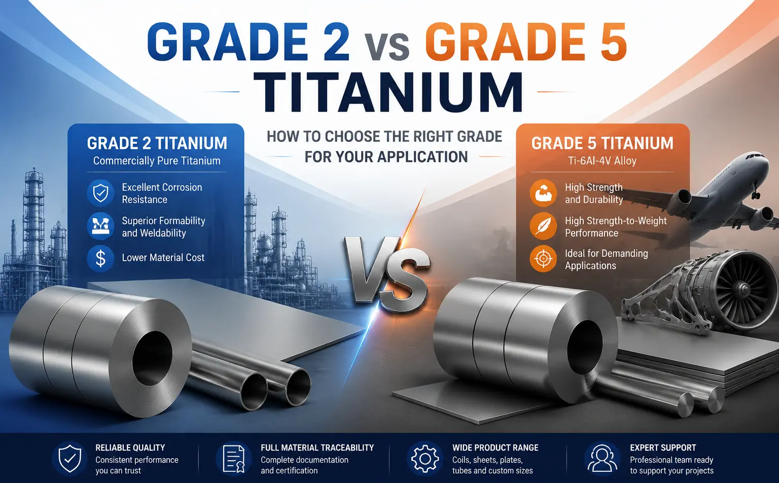 Grade 2 vs Grade 5 Titanium: How to Choose the Right Grade for Your Application 