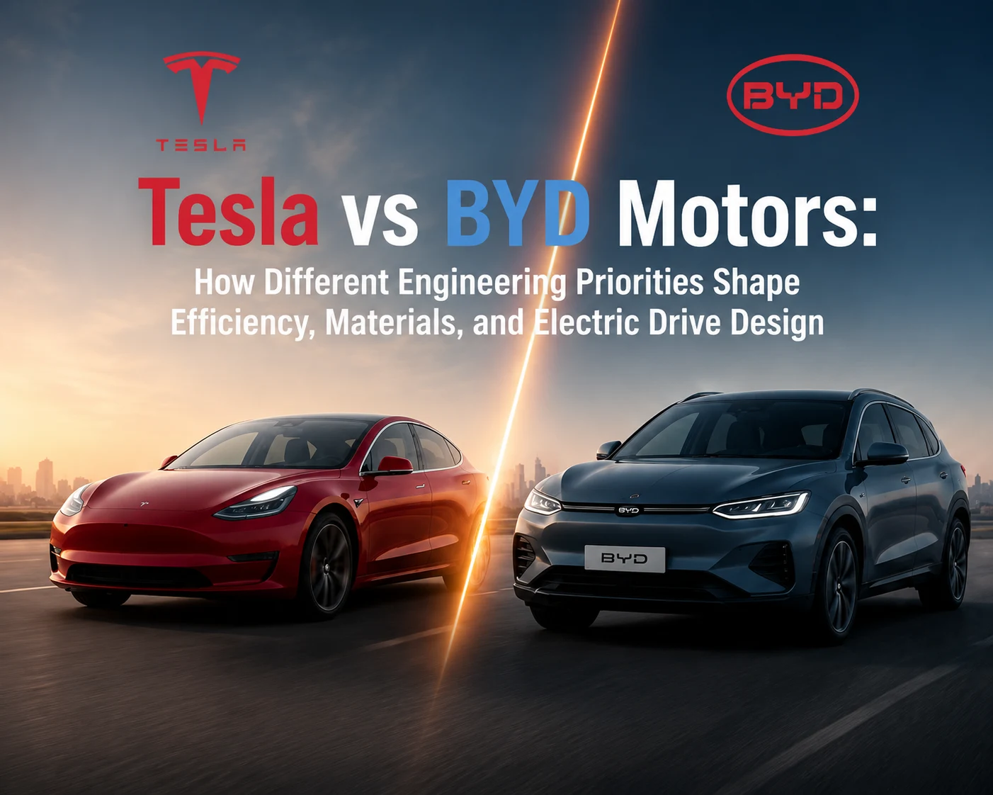 Tesla vs BYD Motors: How Different Engineering Priorities Shape Efficiency, Materials, and Electric Drive Design 