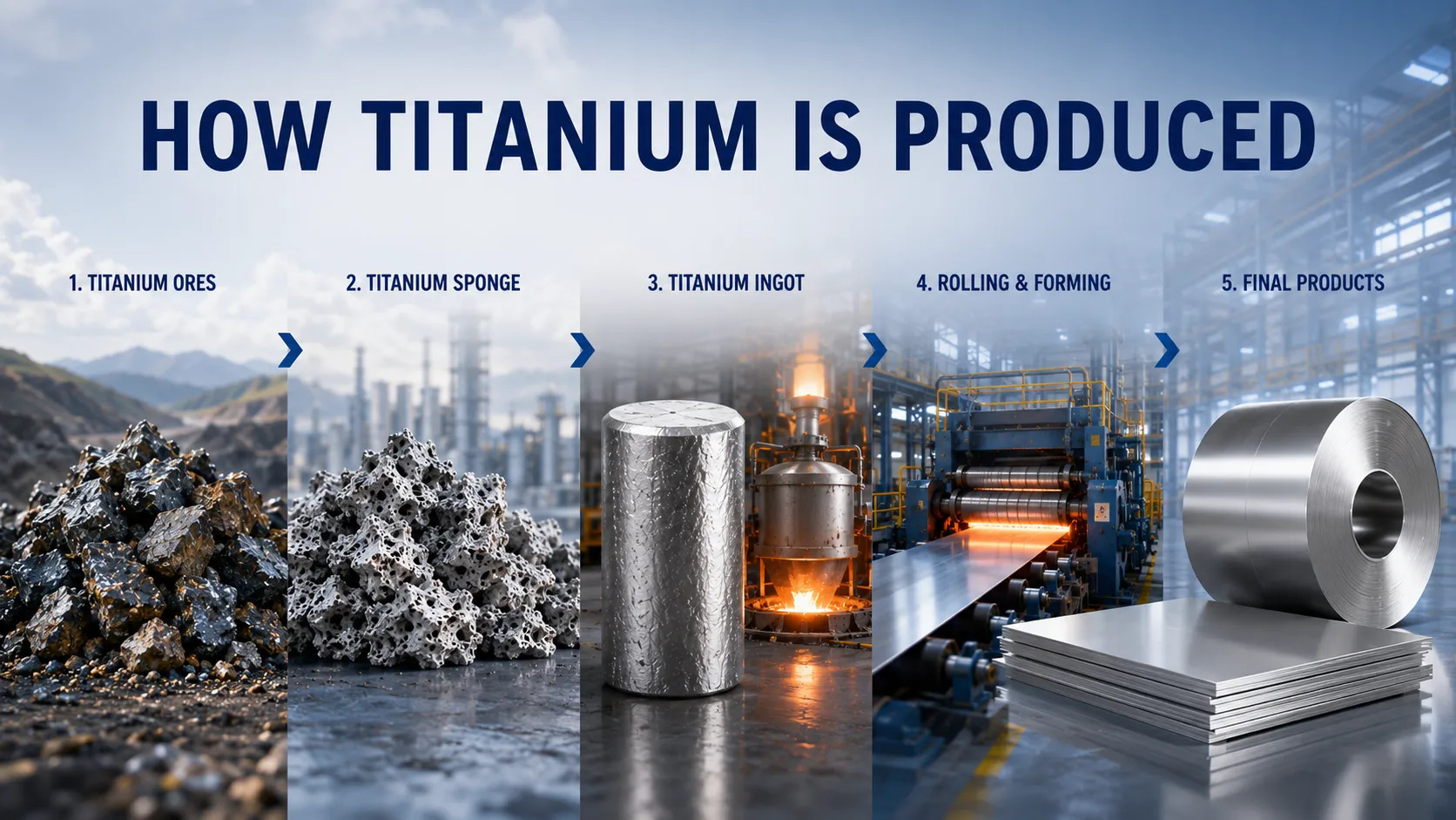 How Titanium Is Produced: From Mineral Ores to Sheets, Plates, and Coils