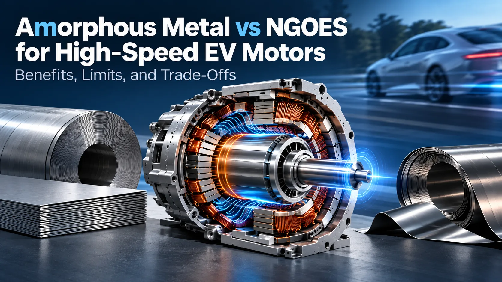 Amorphous Metal vs NGOES for High-Speed EV Motors: Benefits, Limits, and Trade-Offs