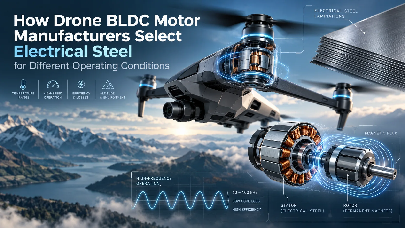How Drone BLDC Motor Manufacturers Select Electrical Steel for Different Operating Conditions